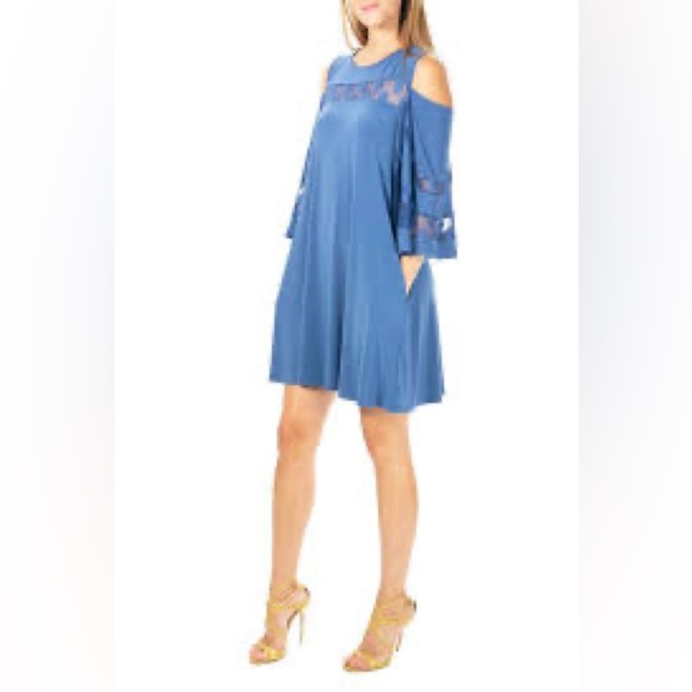 Nina Leonard Black cold shoulder dress - L - NWT